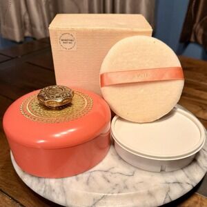 NEW! Vtg Avon Coral Tray Lid Poof Unforgettable Beauty Dust Body Powder 6oz FULL